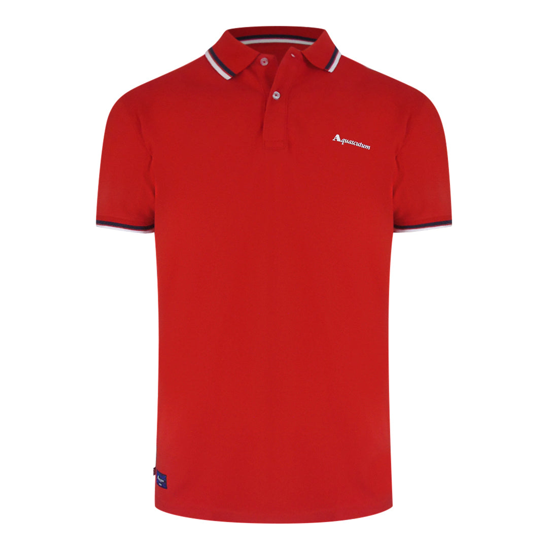 Aquascutum Active Cotton Stripes Polo Dry-Fit Red Red Polo Shirt