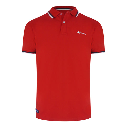 Aquascutum Active Cotton Stripes Polo Dry-Fit Red Red Polo Shirt