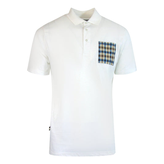 Aquascutum Active Beach Sailor Check Polo Optical White Polo Shirt