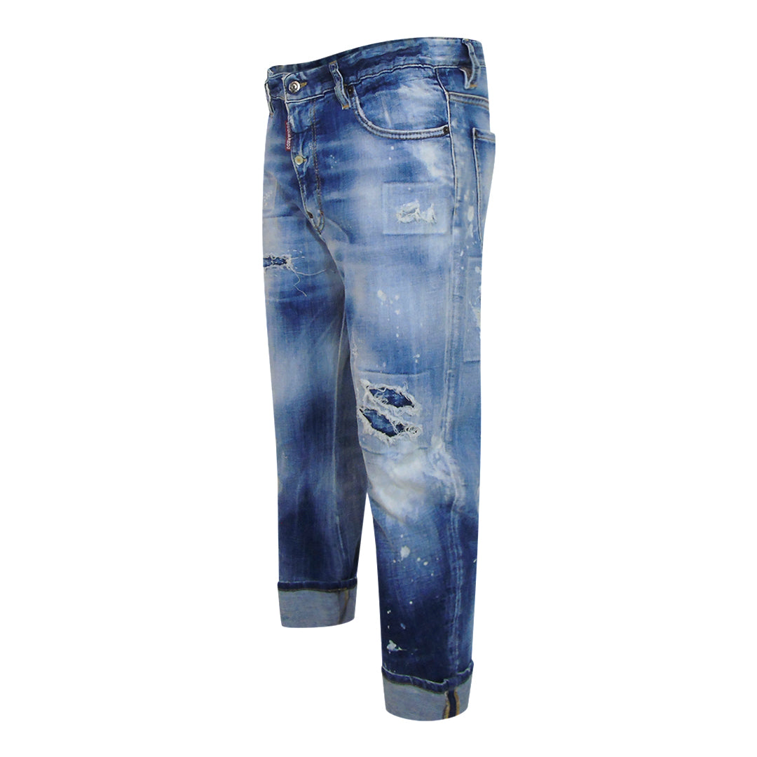 Dsquared2 Big Brother Jean Reinforced Destroyed Denim Blue Jeans
