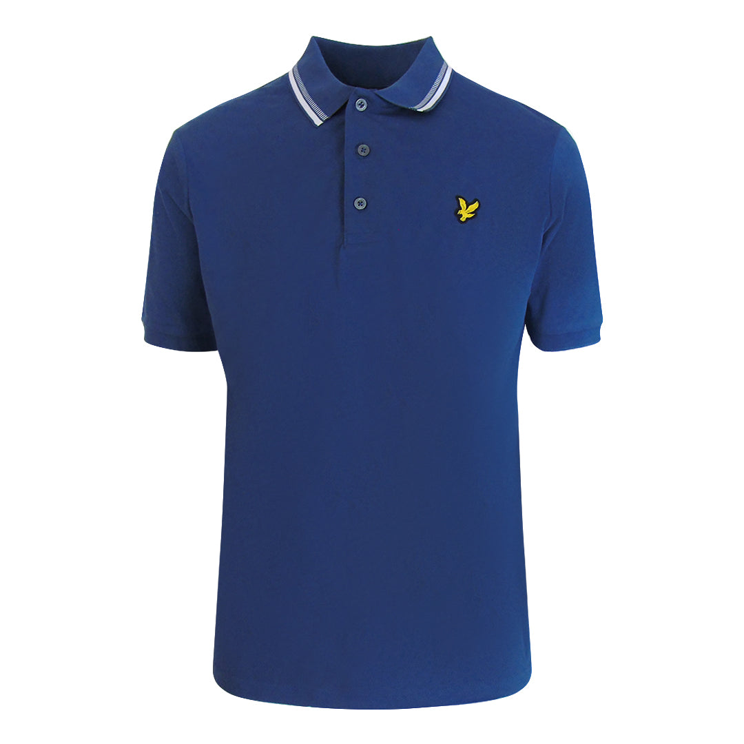 Lyle & Scott Dashed Tipped Collar Ink Blue Polo Shirt