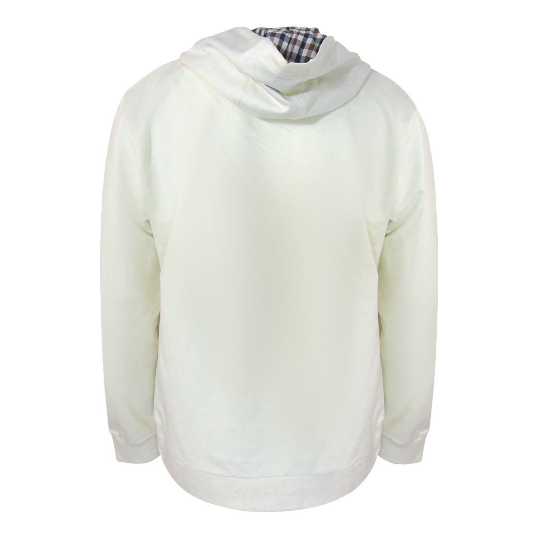 Aquascutum Active Big Logo Hoodie Old White