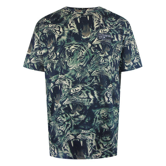 Plein Sport Allover Tiger Logo Green T-Shirt