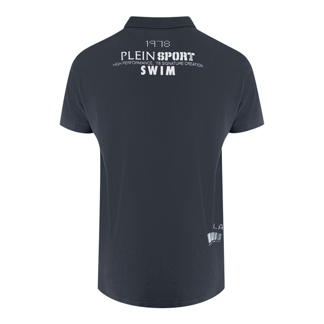 Plein Sport Spiral Logo Stretch Dark Grey Polo Shirt