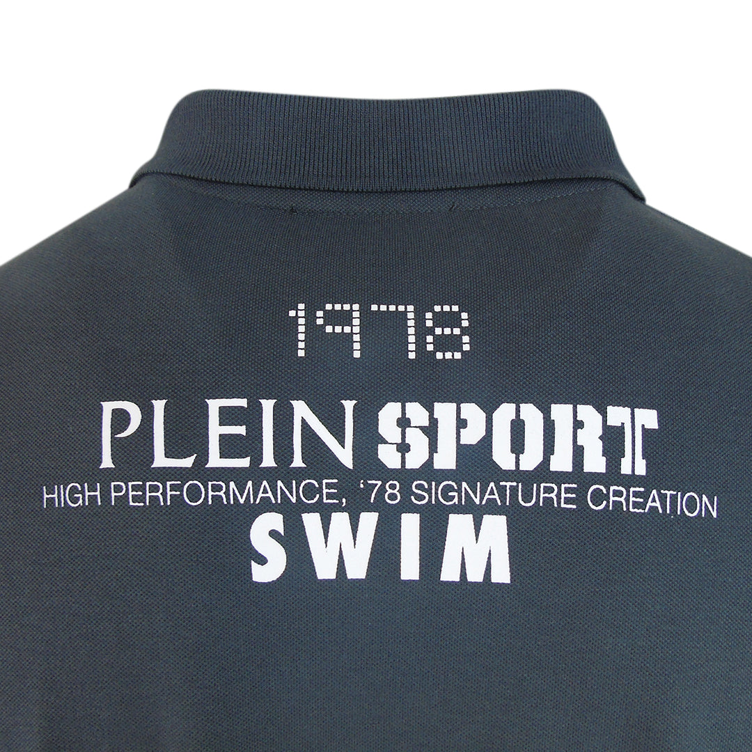 Plein Sport Spiral Logo Stretch Dark Grey Polo Shirt