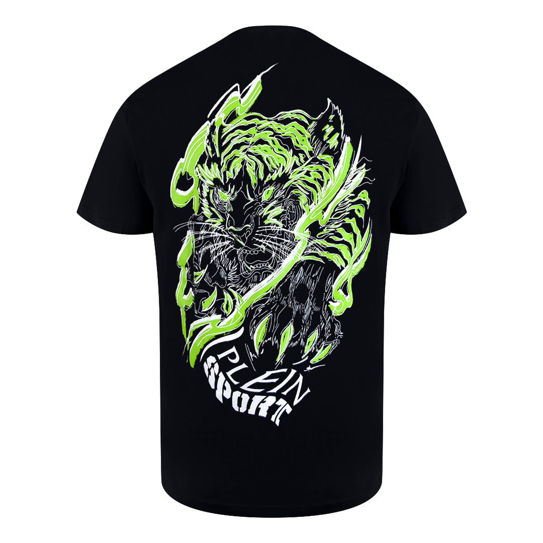 Plein Sport Tiger Fluo Logo Stretch Black T-Shirt