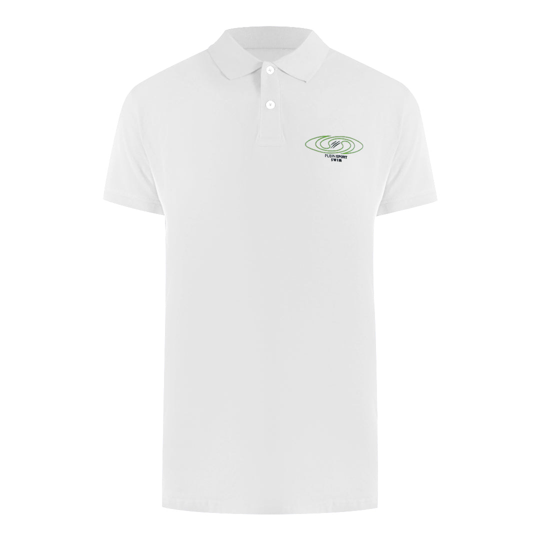 Plein Sport Spiral Logo Stretch White Polo Shirt