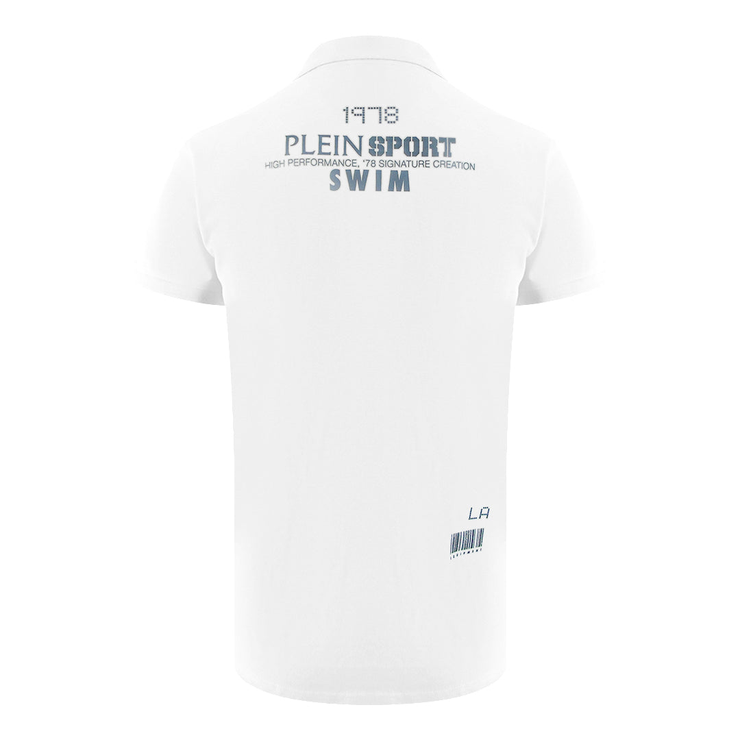 Plein Sport Spiral Logo Stretch White Polo Shirt