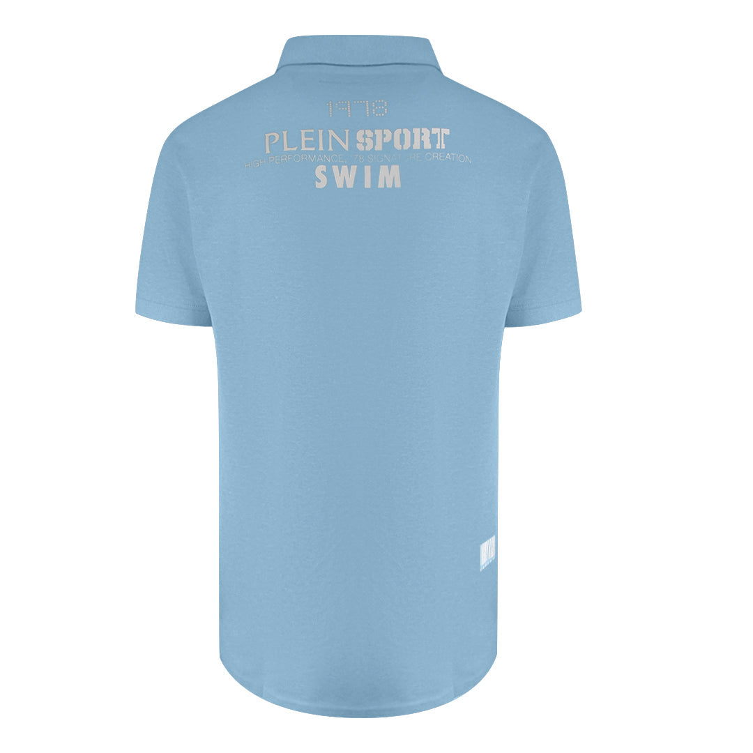 Plein Sport Spiral Logo Stretch Blue Polo Shirt