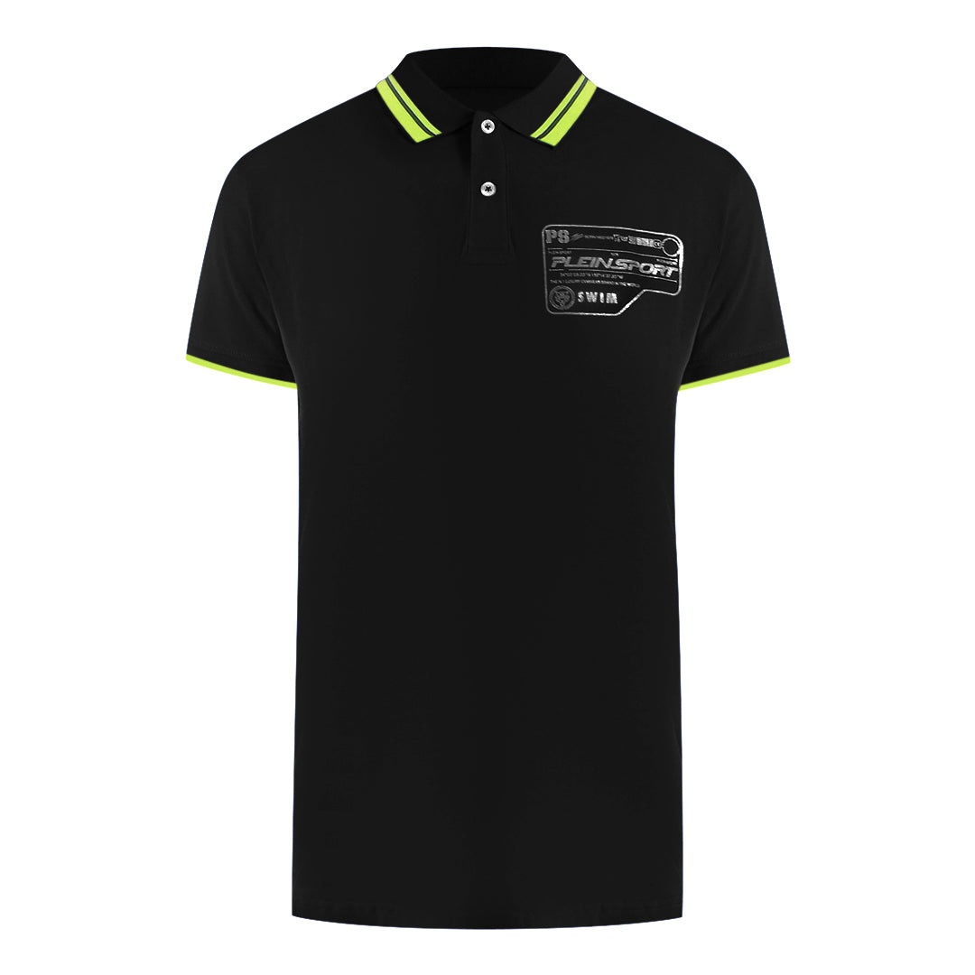 Plein Sport Performance Logo Stretch Black Polo Shirt