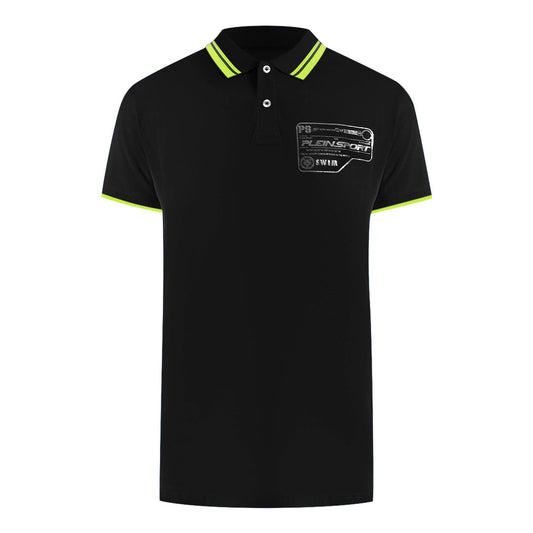 Plein Sport Performance Logo Stretch Black Polo Shirt