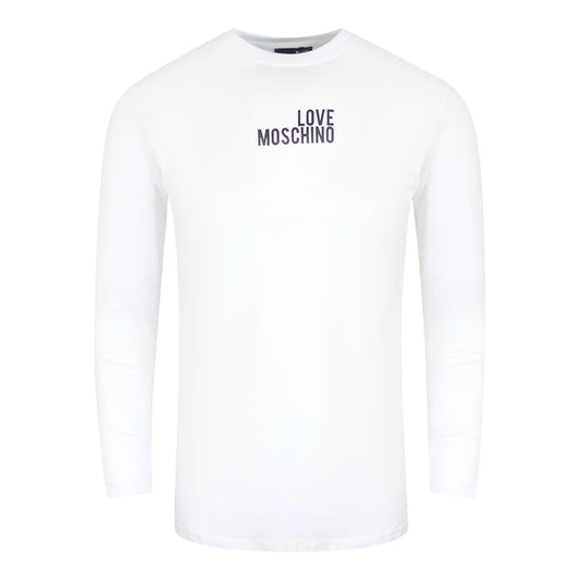 Love Moschino Bold Logo Long Sleeve White T-Shirt