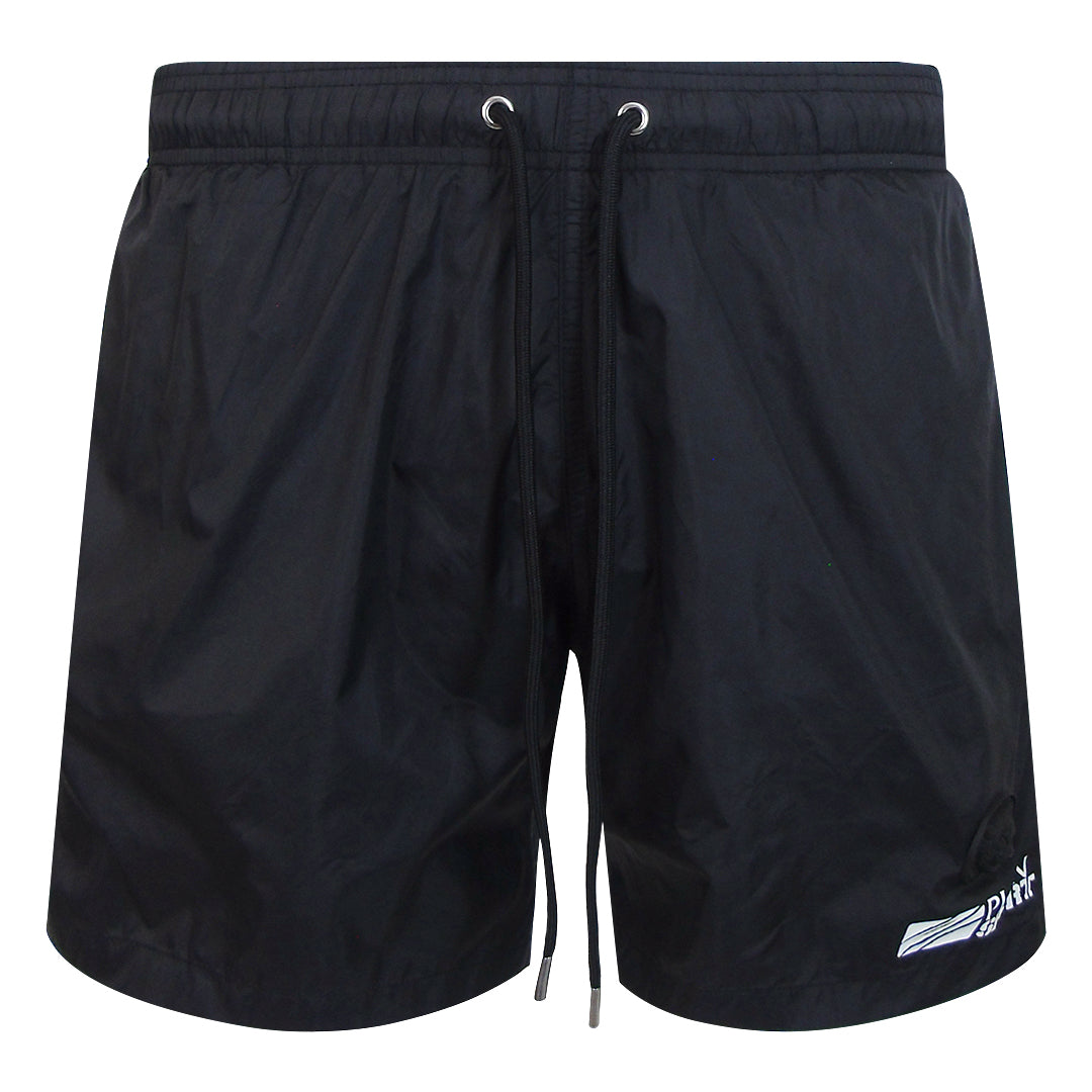Plein Sport Basic Logo Medium Boardshort Black Swim Shorts