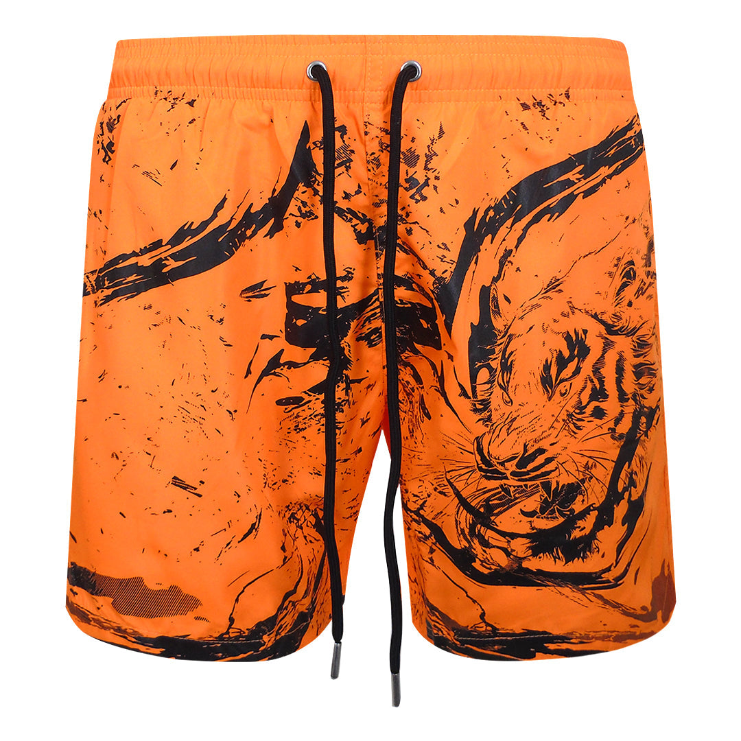 Plein Sport Water Tiger Logo Medium Boardshort Orange Swim Shorts