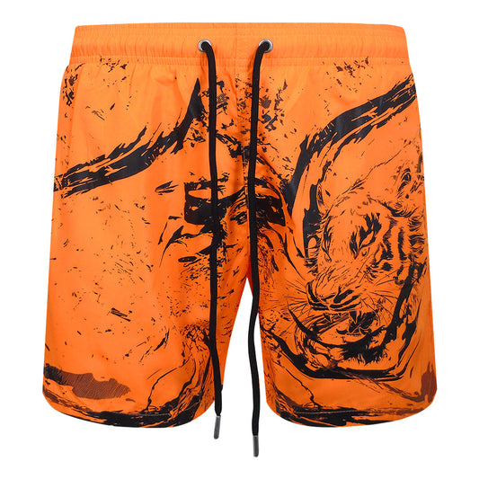 Plein Sport Water Tiger Logo Medium Boardshort Orange Swim Shorts