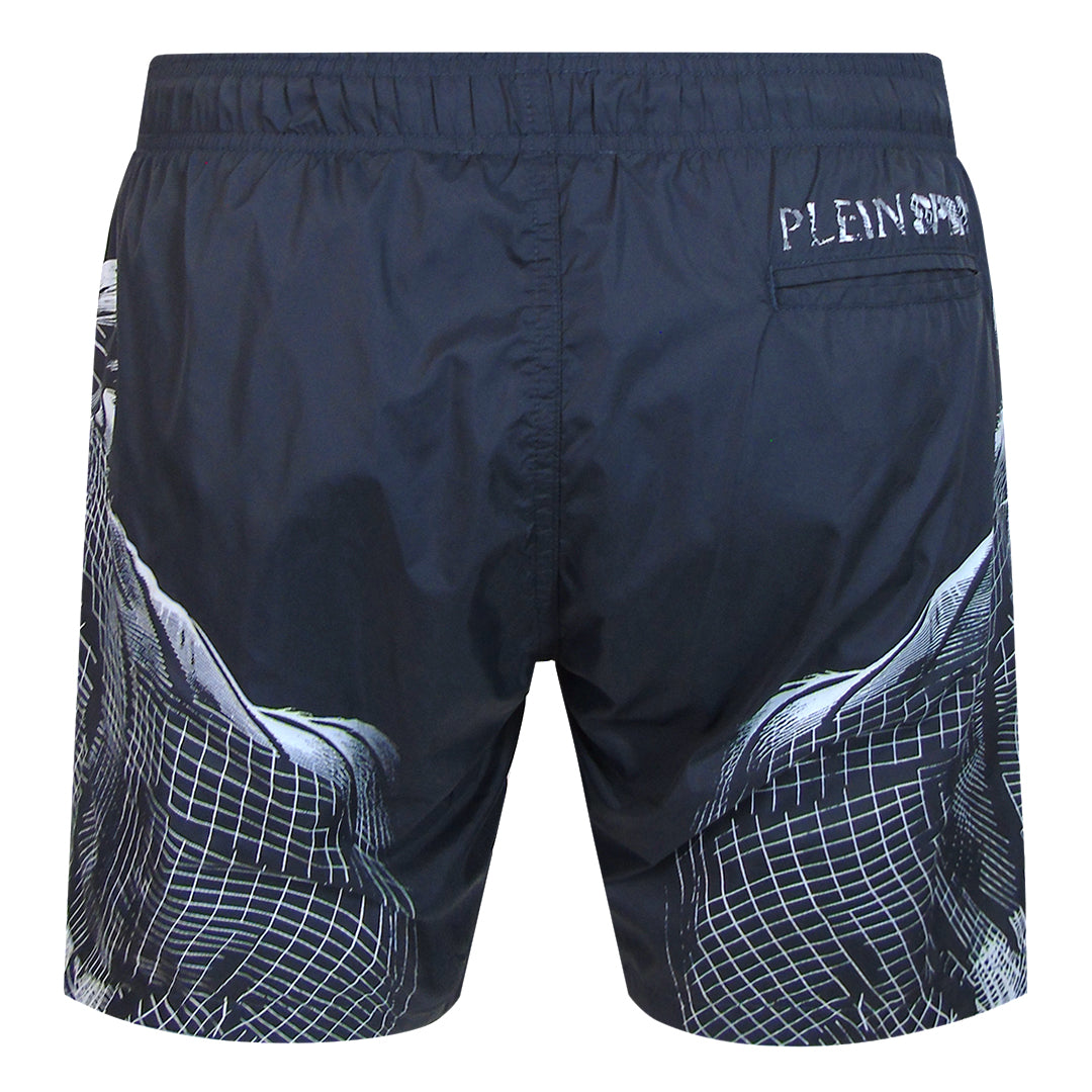 Plein Sport Double Tiger Logo Medium Boardshort Grey Swim Shorts