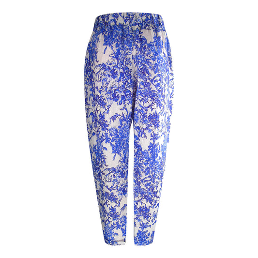 Inoa Fashion Blue Orchird Blue Floral Tuxedo Trousers