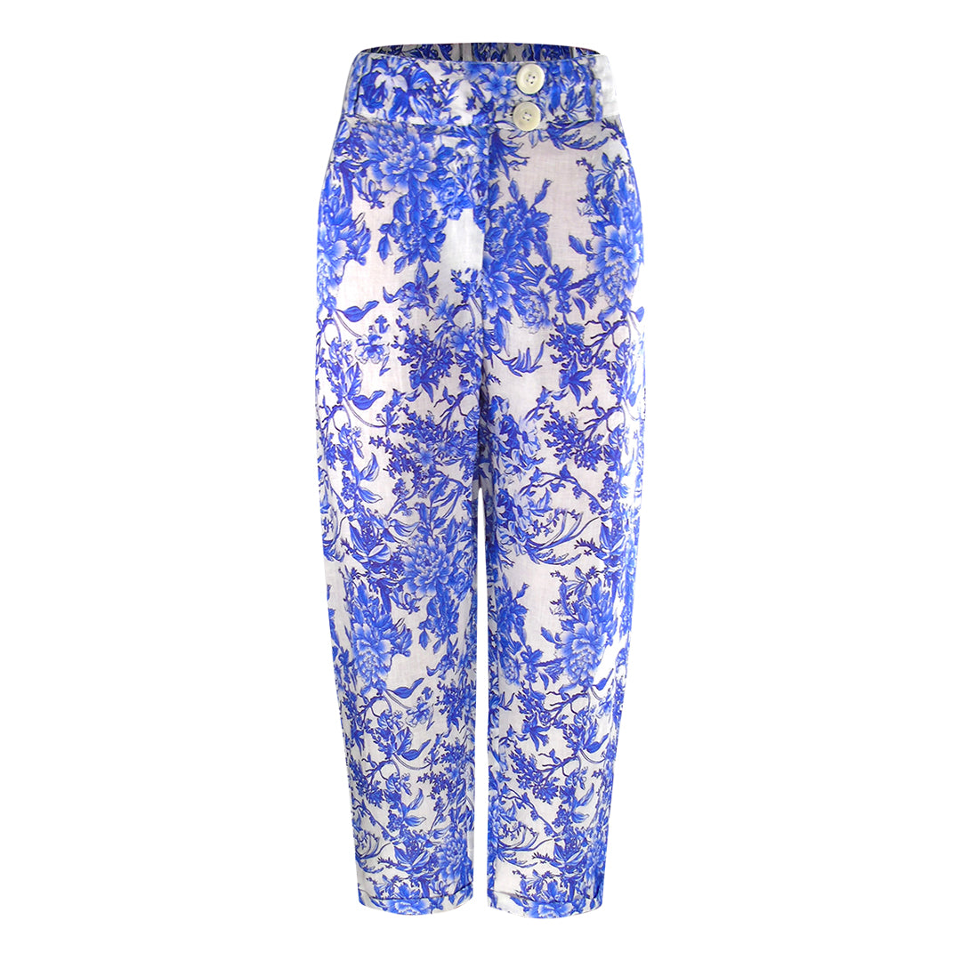 Inoa Fashion Blue Orchird Blue Floral Tuxedo Trousers