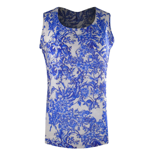 Inoa Fashion Blue Orchird Blue Floral Tank Top