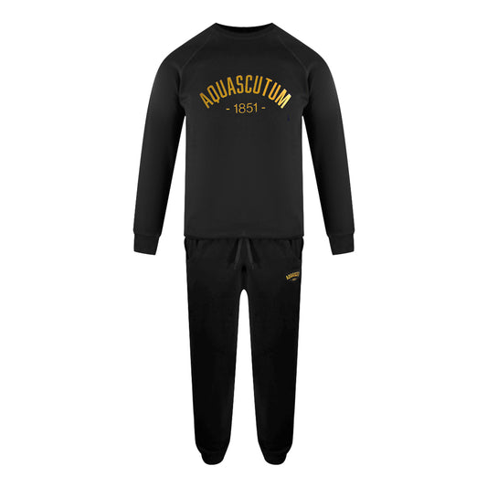 Aquascutum Old School Crewneck Black Track Pants Set