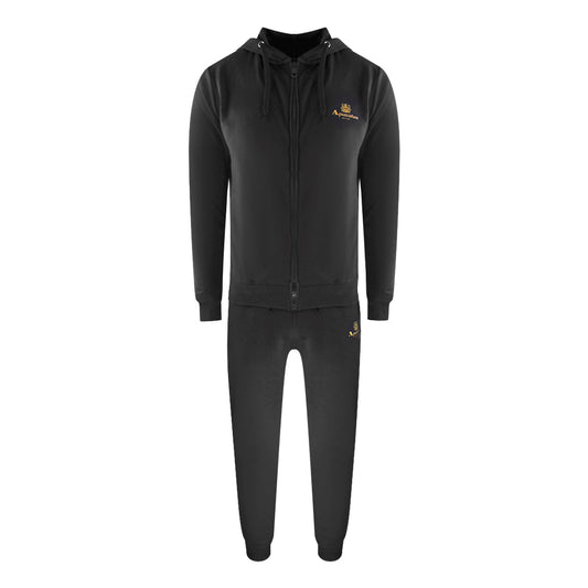 Aquascutum Black Zip-Up Hoodie And Track Pants Set