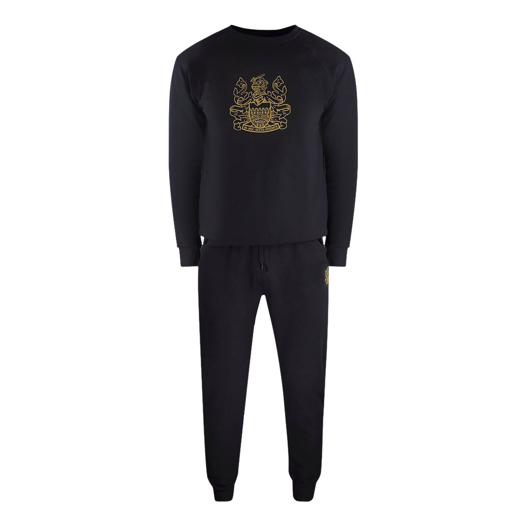 Aquascutum Iconic Crest Black Crewneck Track Set
