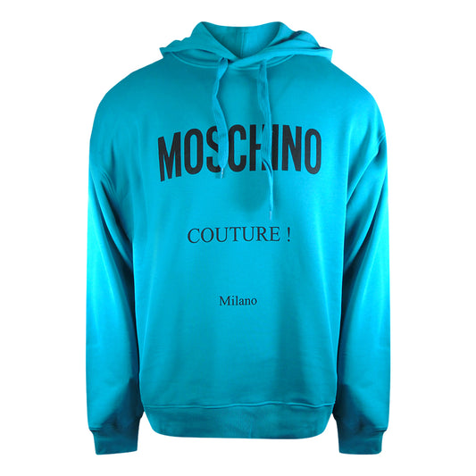 Moschino Couture Logo Turquoise Blue Hoodie