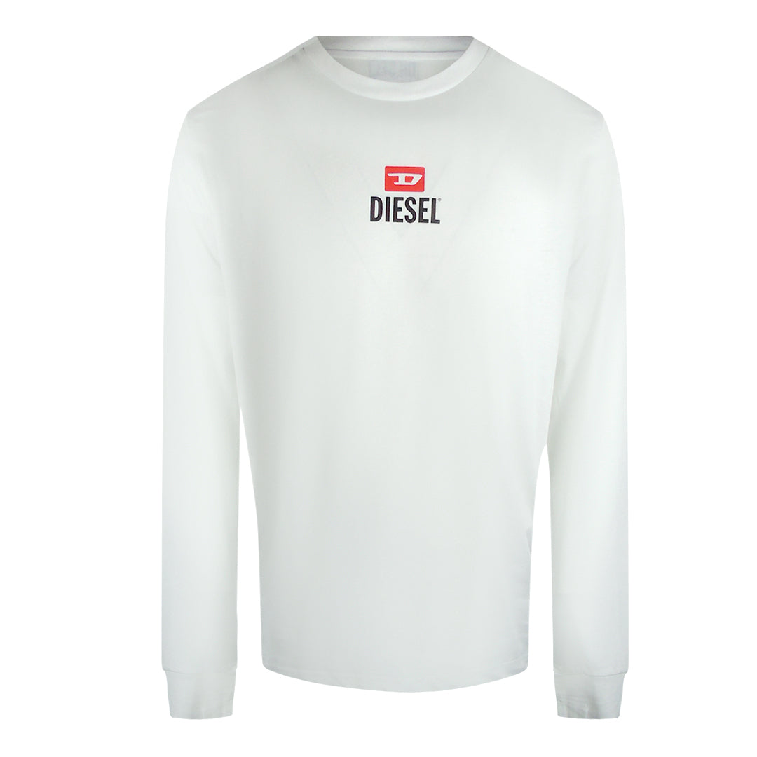 Diesel New D Logo White Long Sleeve T-Shirt