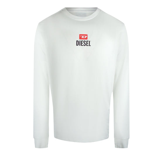 Diesel New D Logo White Long Sleeve T-Shirt