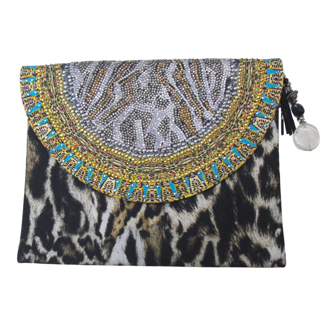 Inoa Fashion Siberia 1927 Brown Animal Print Clutch Bag
