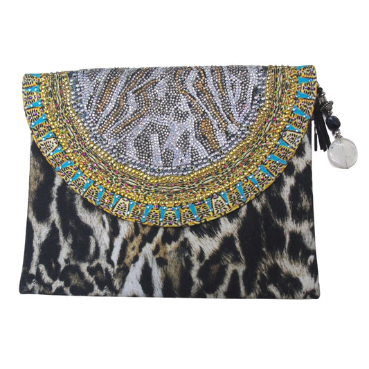 Inoa Fashion Siberia 1927 Brown Animal Print Clutch Bag