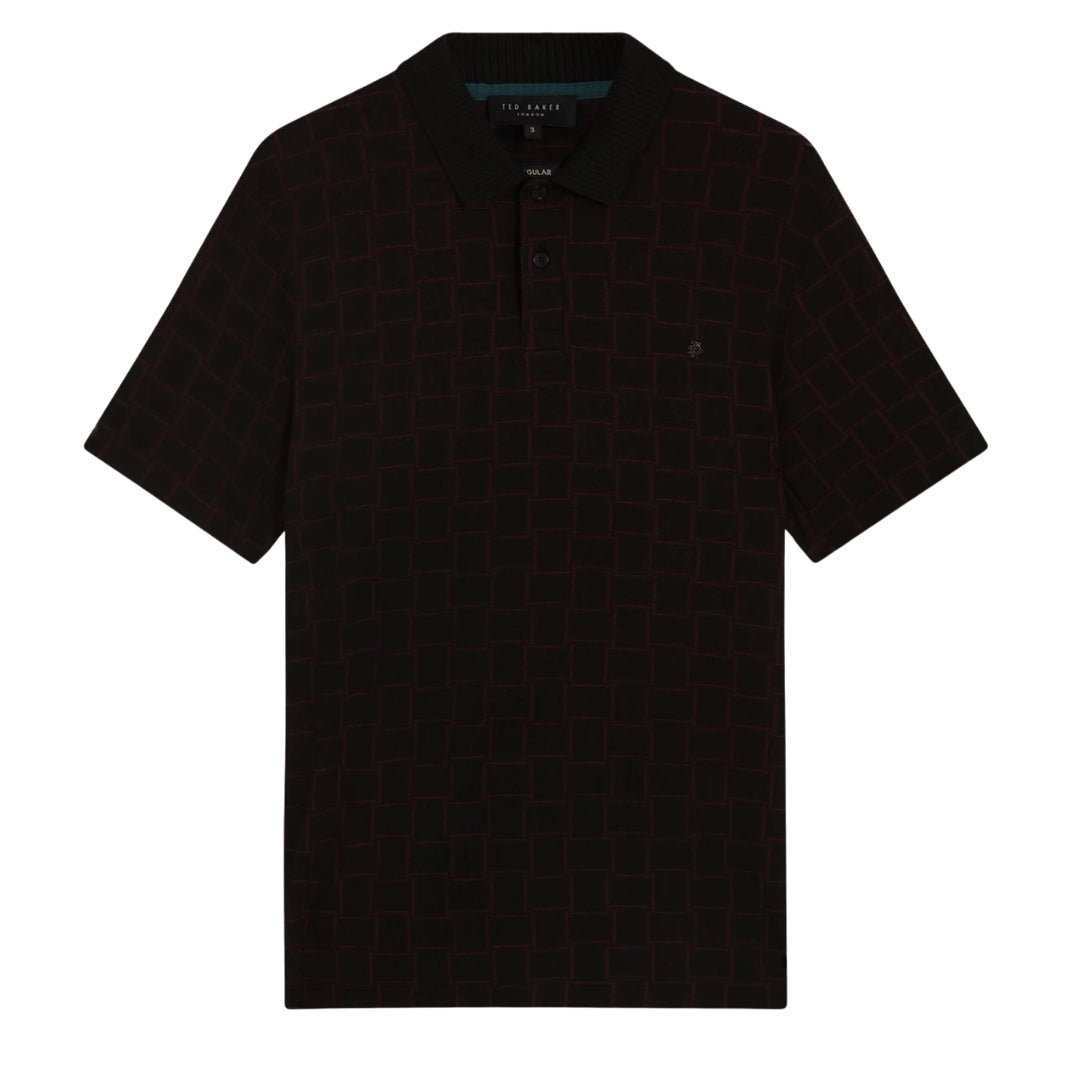 Ted Baker Eduard Square Jacquard Black Polo Shirt