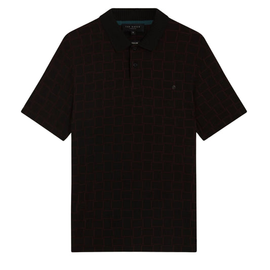 Ted Baker Eduard Square Jacquard Black Polo Shirt