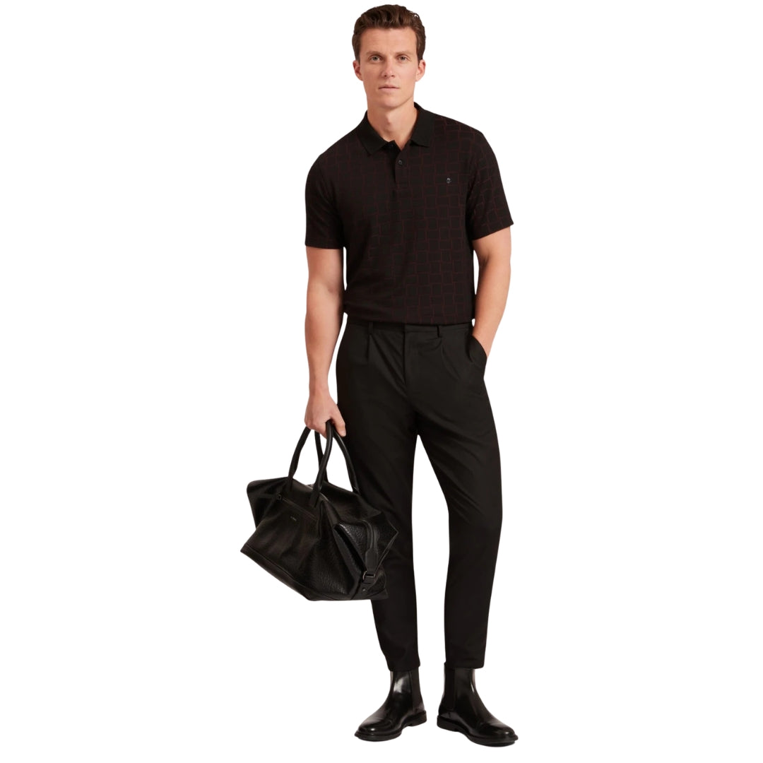 Ted Baker Eduard Square Jacquard Black Polo Shirt