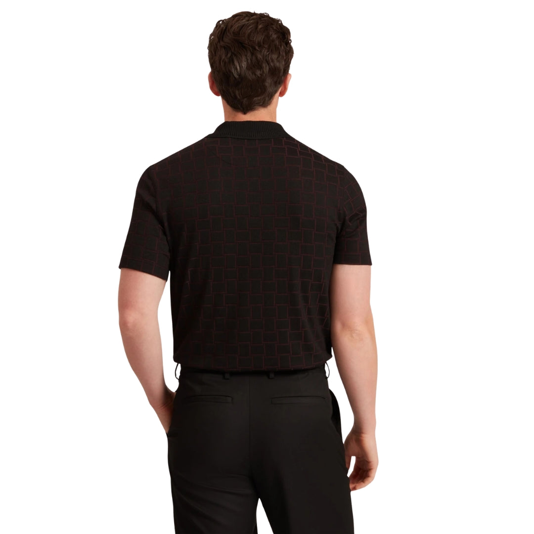 Ted Baker Eduard Square Jacquard Black Polo Shirt