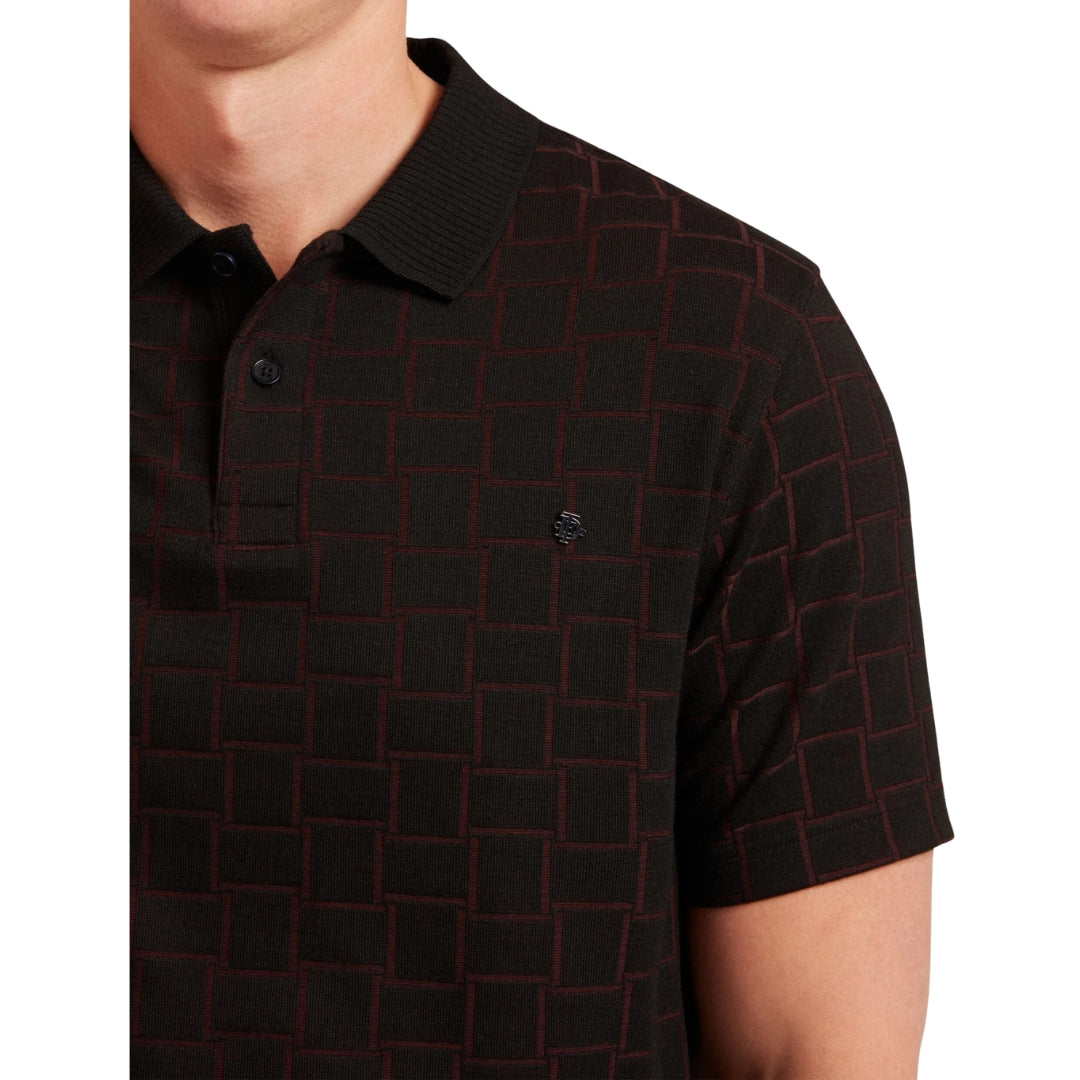 Ted Baker Eduard Square Jacquard Black Polo Shirt