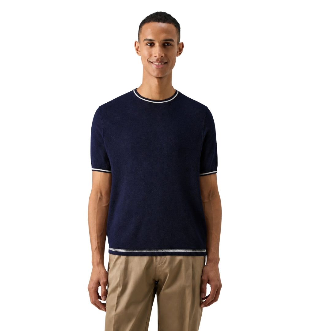Ted Baker Eriks Regular Textured Front Navy T-Shirt