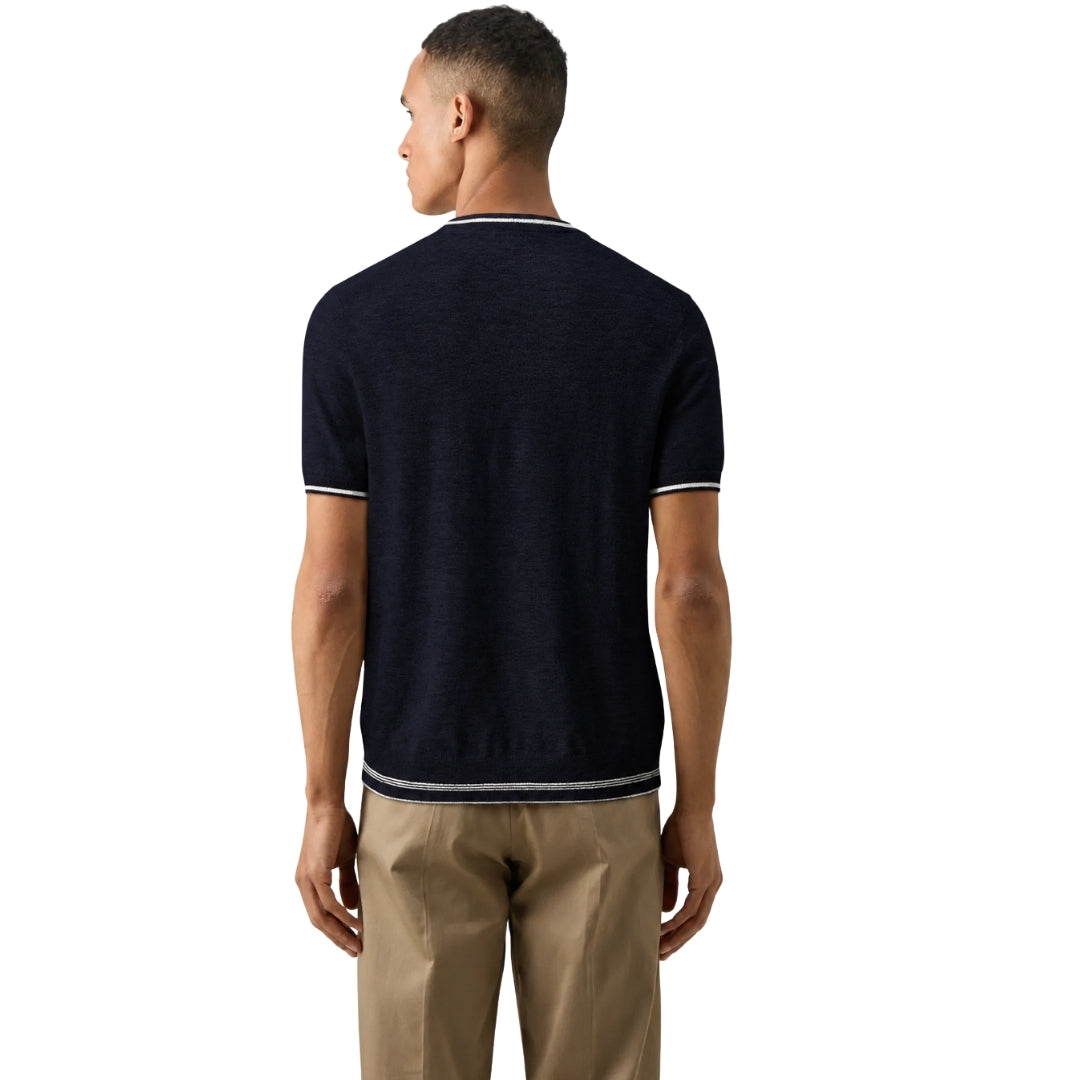 Ted Baker Eriks Regular Textured Front Navy T-Shirt