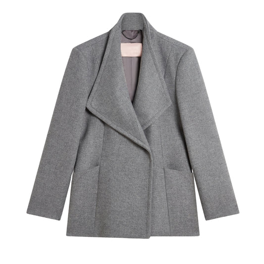 Ted Baker Evigna Double Faced Wool Short Sculpted Charcoal Wrap Coat