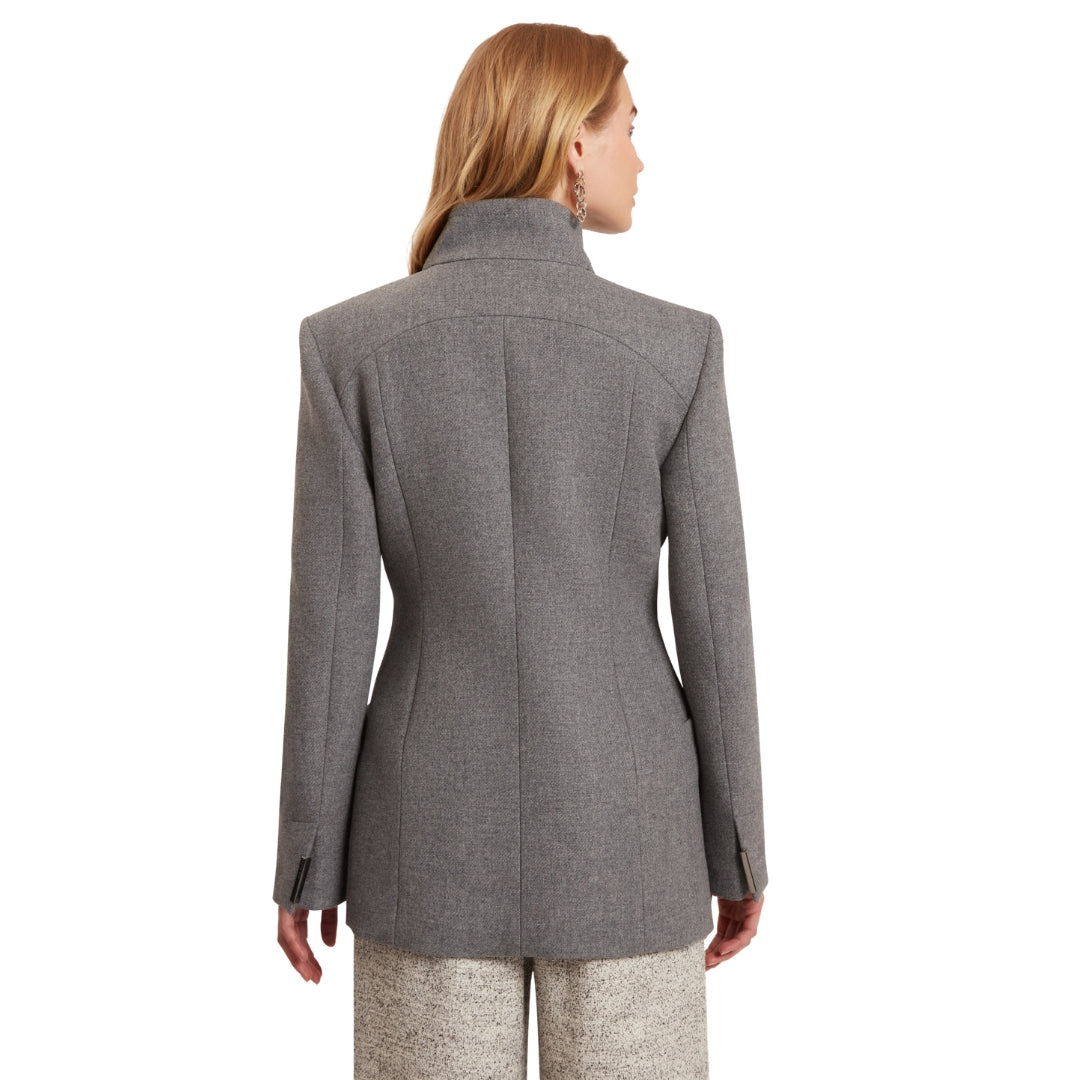 Ted Baker Evigna Double Faced Wool Short Sculpted Charcoal Wrap Coat
