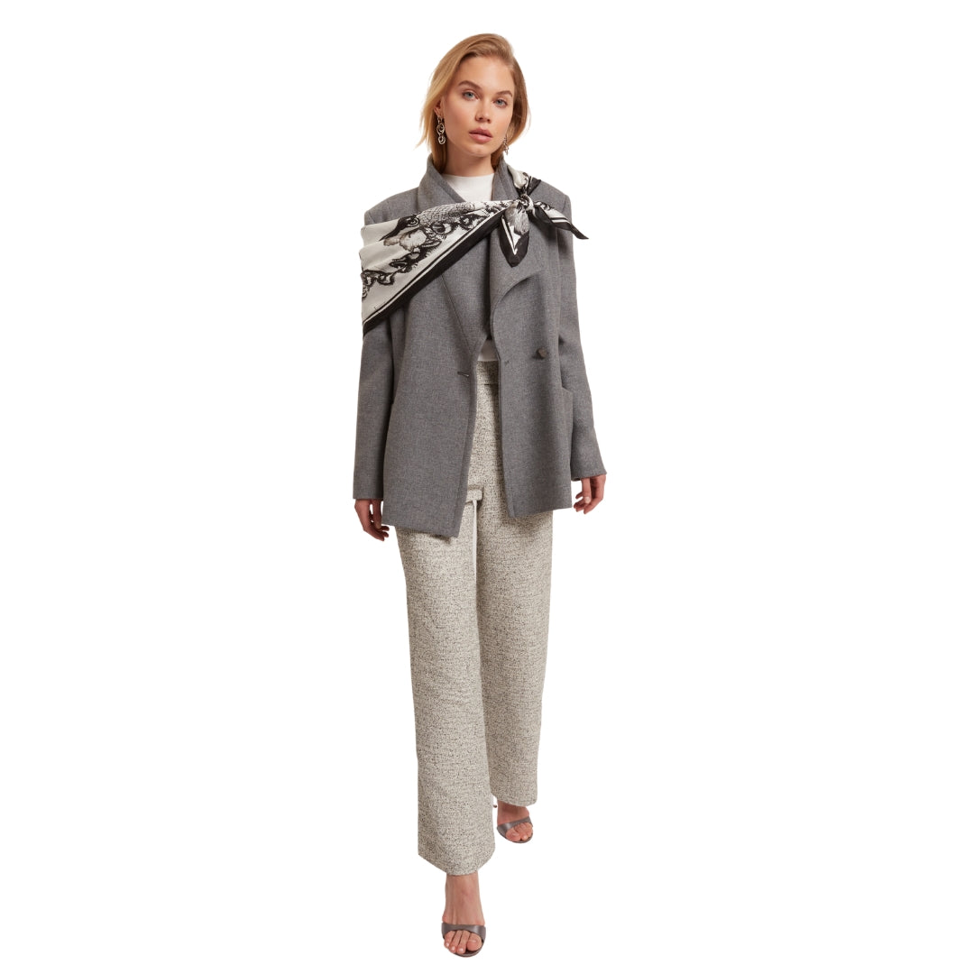 Ted Baker Evigna Double Faced Wool Short Sculpted Charcoal Wrap Coat