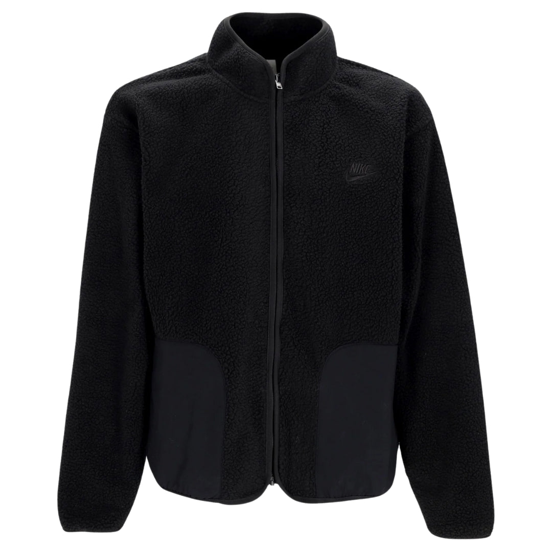 NIKE FB8386 010 Sherpa Fleece Jacket BLACK FLEECE ZIP TOP MENS M