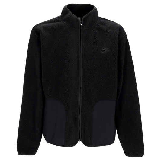 NIKE FB8386 010 Sherpa Fleece Jacket BLACK FLEECE ZIP TOP MENS M