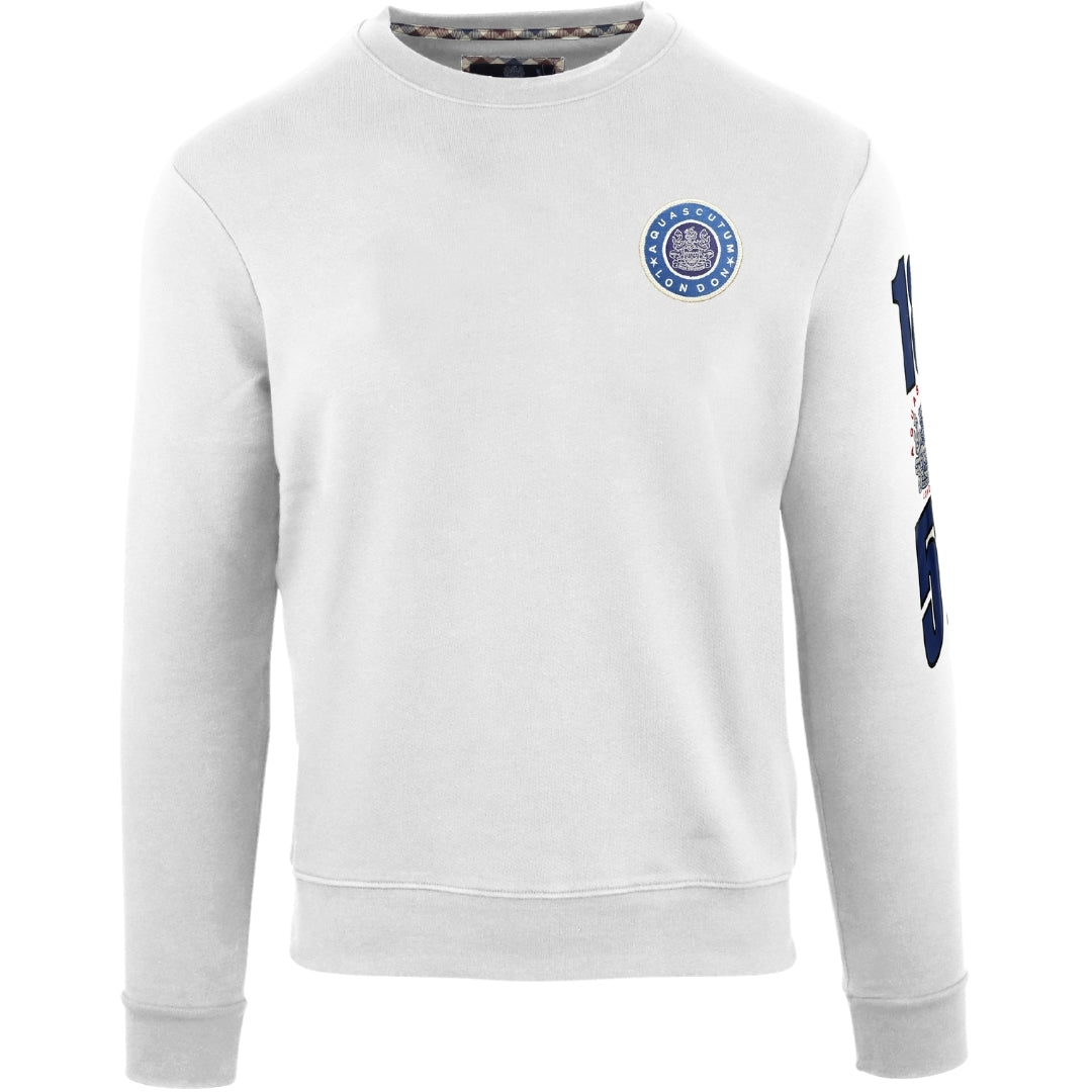 Aquascutum Embossed Circle Small Logo White Sweatshirt