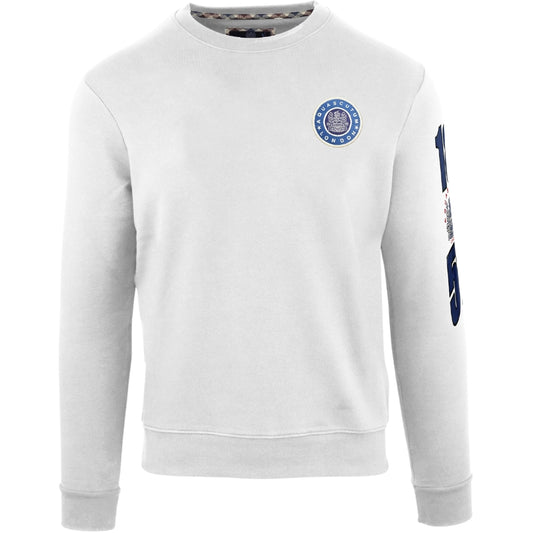 Aquascutum Embossed Circle Small Logo White Sweatshirt