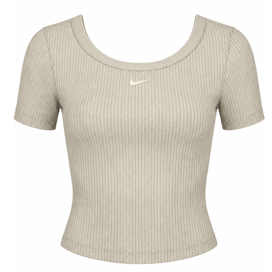 Nike Women's Tight Scoop-Back Mini-Rib Light Orewood Brown Top