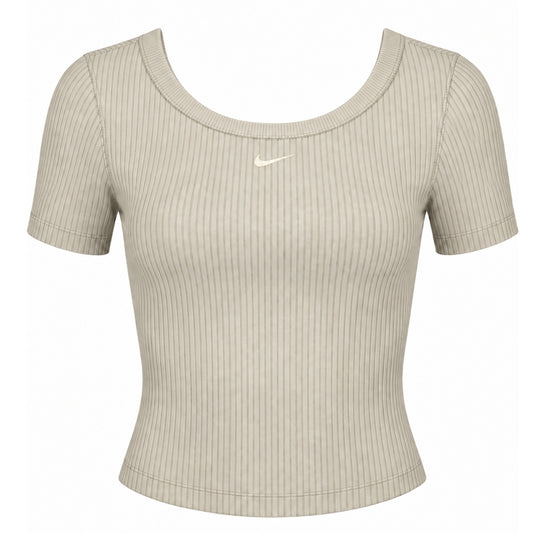 Nike Women's Tight Scoop-Back Mini-Rib Light Orewood Brown Top