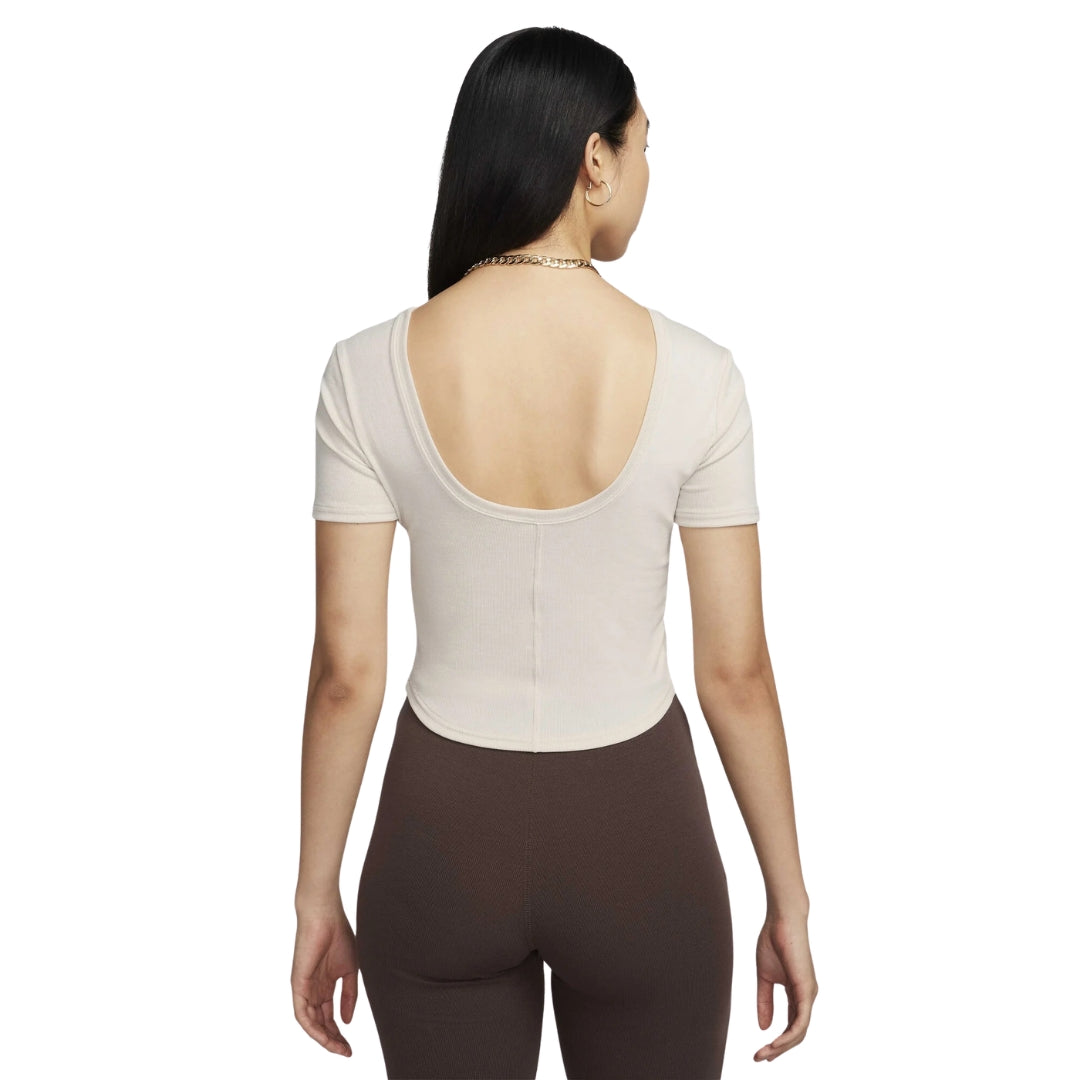 Nike Women's Tight Scoop-Back Mini-Rib Light Orewood Brown Top XS