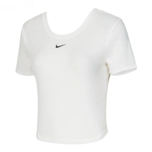 Nike Tight Scoop-Back Short-Sleeve Mini-Rib Tan Top M