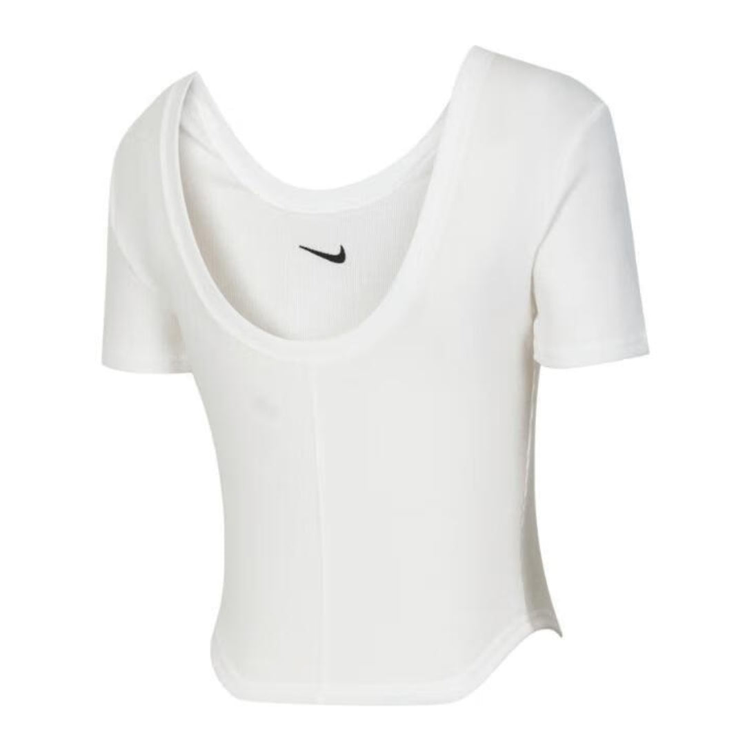Nike Tight Scoop-Back Short-Sleeve Mini-Rib Tan Top M